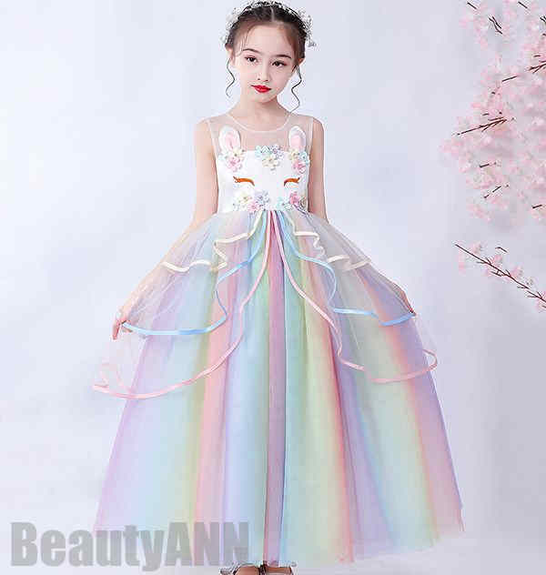 大人気 上品 新生活 子供ドレス フォーマルワンピース 子供プリセンス お姫様ドレス ロングスカート ふわふわ リボン付き 女の子 演出服 ピアノ発表会 結婚式 七五三 花 flower dress