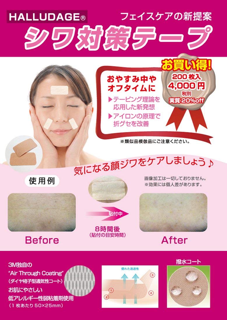 フェイスケアに「顔のシワ対策テープお徳用パック２００枚入り」