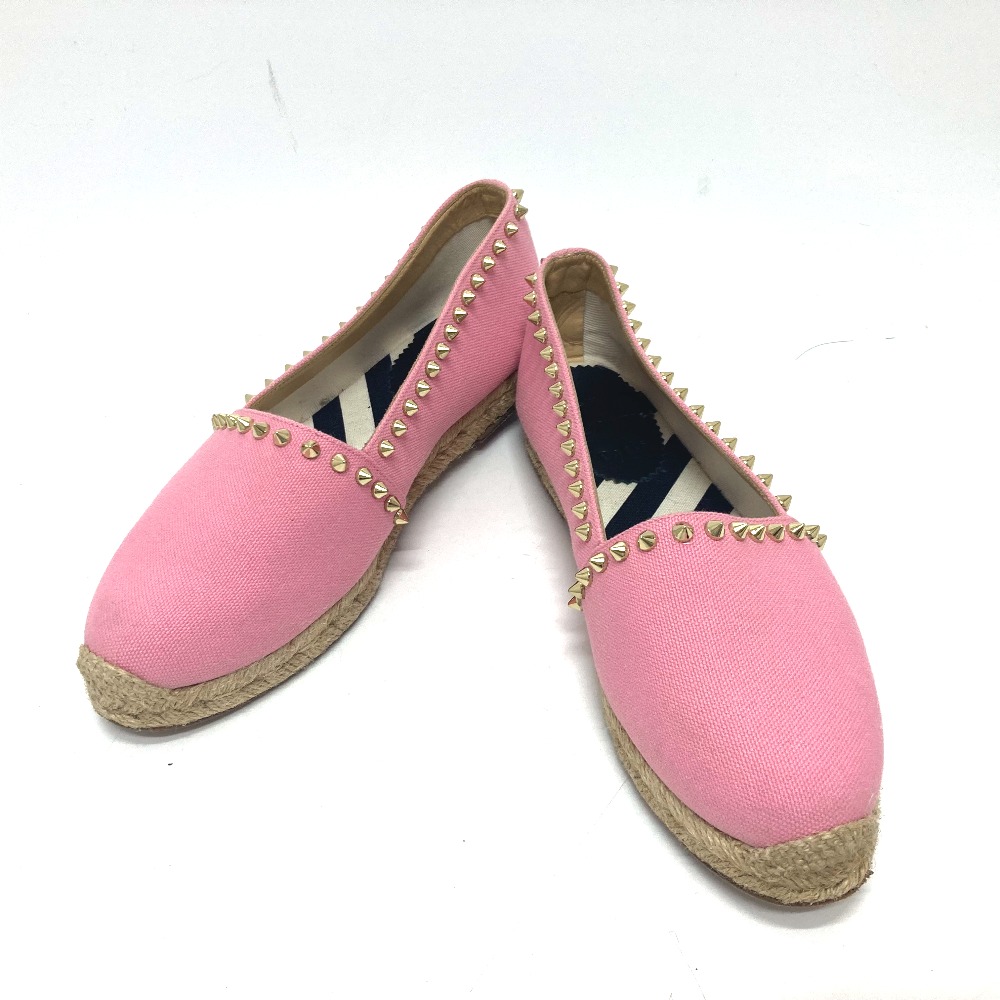 スリッポン 1151015 エスパドリーユ 靴 スパイクスタッズ スリッポン アーモンドトゥ キャンバス ピンク