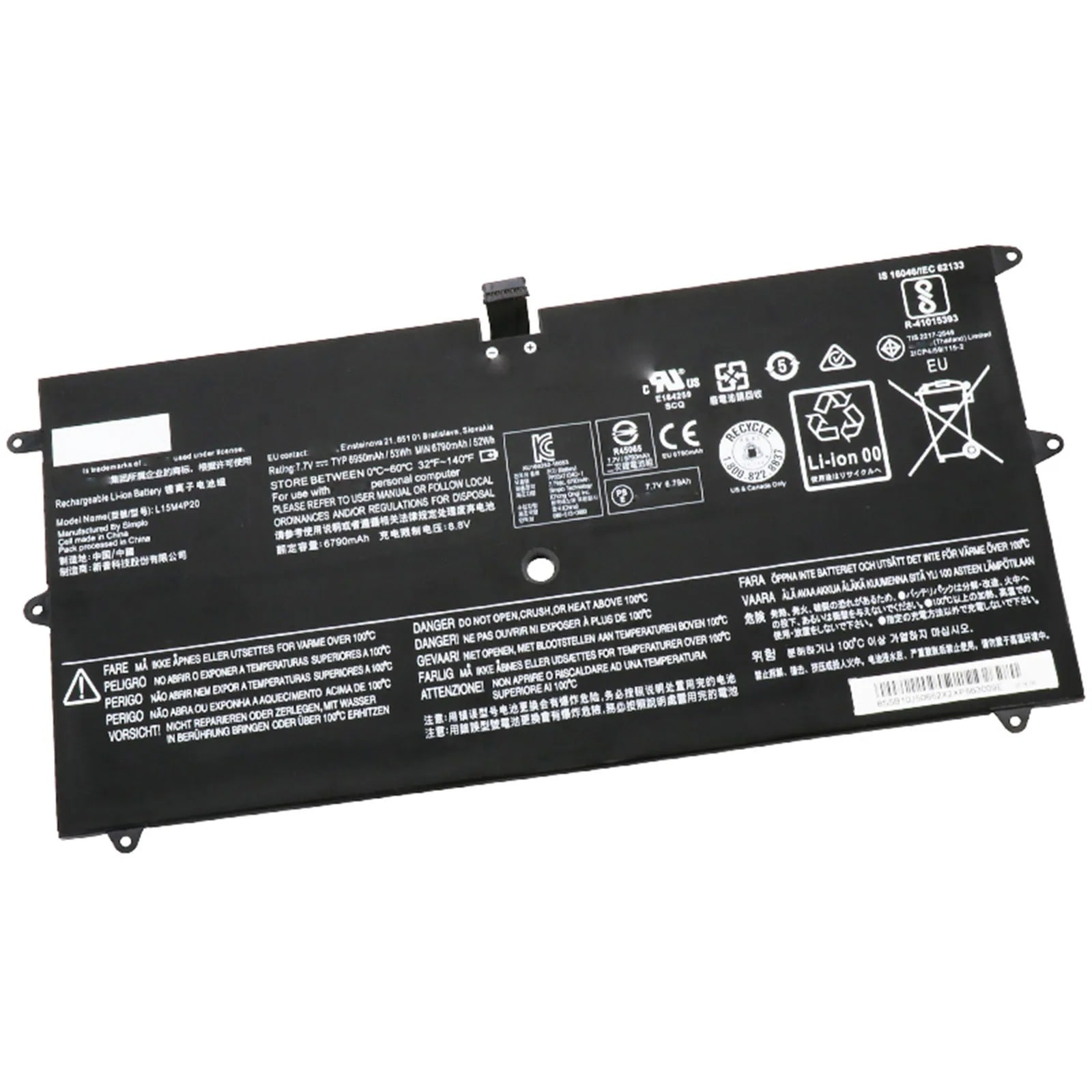 L15M4P20 電池・Lenovo/ThinkPadノートパソコン互換 YOGA 4S 900S 900S-12ISK L15M4P20 53Wh/6950mAh 交換用のバッテリー dc909-A