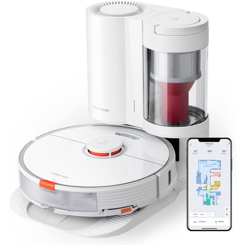 ロボロック(Roborock) S7+ 白 ロボット掃除機 スマート自動ゴミ収集ドック 強力水拭き対応 高速振動モップ カーペット自動回避