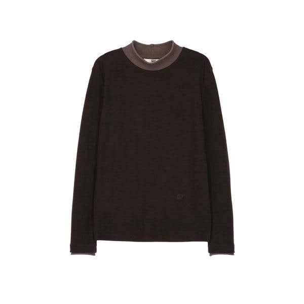 [26SS] ダークブラウンカラー配色ウール長袖Tシャツ DLTS6B101W3