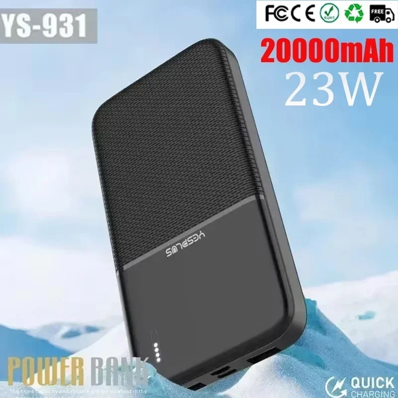 大容量ポータブルパワーバンク,Huawei, Samsung, Xiaomi用のスペアバッテリー,新世代,pd20w,pilha,23w20000mah - 509
