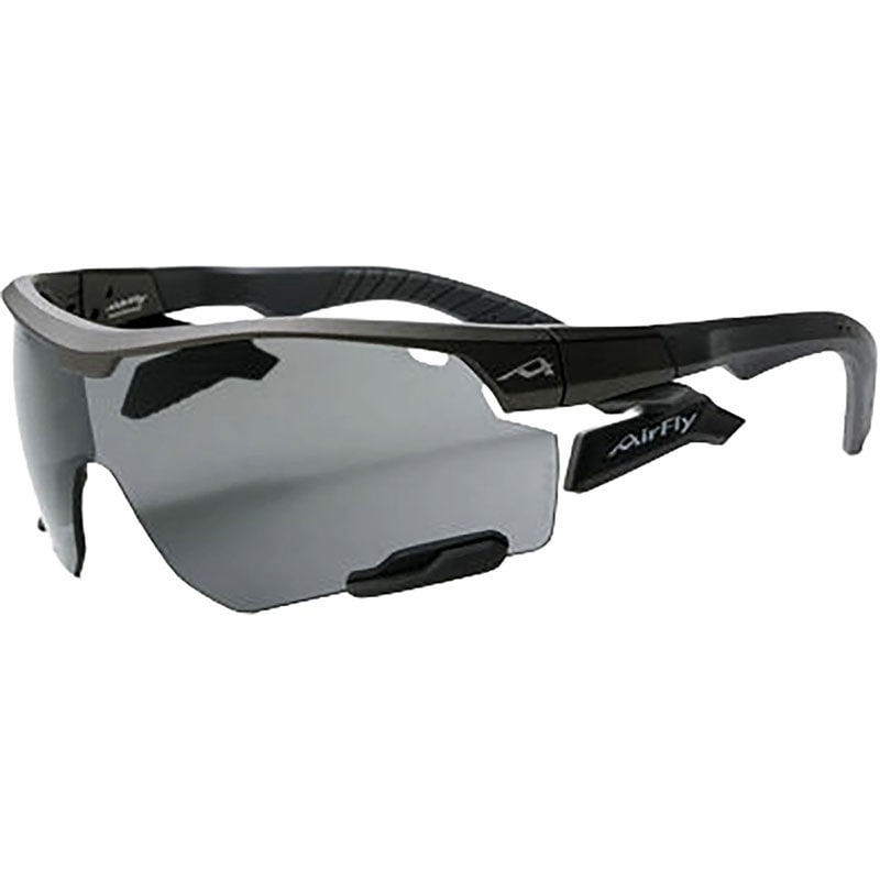 Airfly エアフライ 鼻パッドがないスポーツサングラスAF-30X C-4ガンメタルマット スポーティシェイプ7カーブ ハイコントラストスモークレンズ装着 マルチスポーツ サングラス (af30x