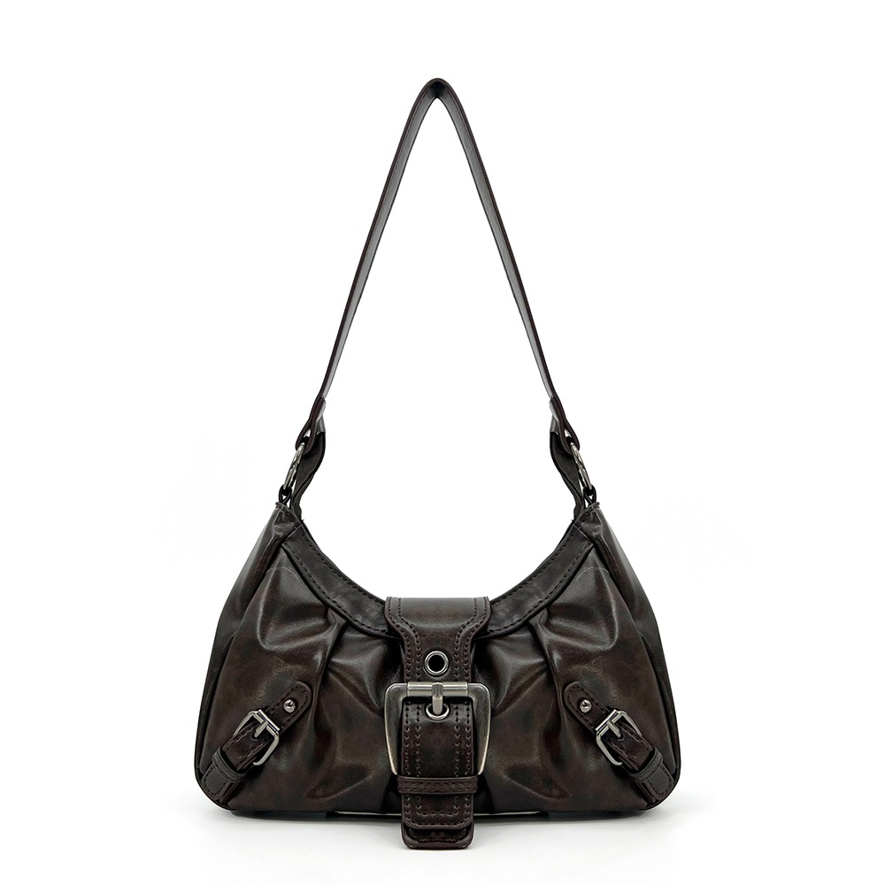 레더 쓰리 벨트백 비건 버클 바게트백 호보백