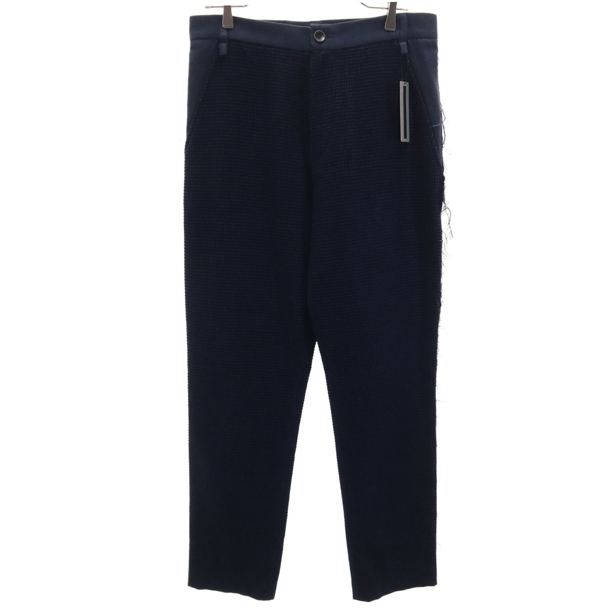 未使用 NAPE_ ネイプ 日本製 サイドカットオフ加工 スラックスパンツ M-2 ネイビー メンズ 古着