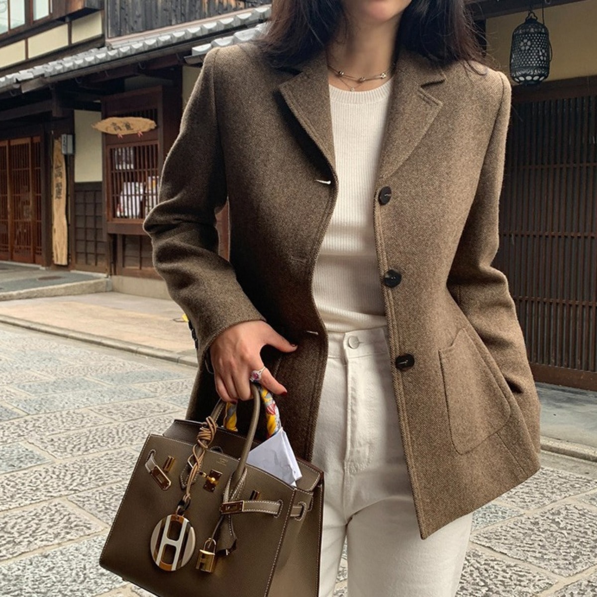 レディース スーツカラー ジャケット スリム 細見え きれいめ 通勤 秋冬