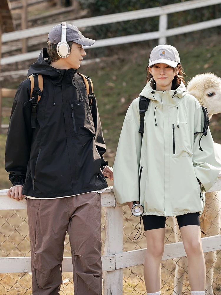 メンズ 韓国 機能的なトレンドカップルアウトドア防水パンチジャケットジャケットメンズ メンズファッション Qoo10限定2025新作アウター