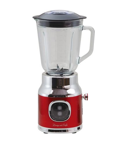 D&S ディーアンドエス ミルミキサー レトロデザイン レッド ガラス製コップ 氷対応 1L コーヒーグラインダー レシピ付 スムージーメーカー ジューサー DS.8571