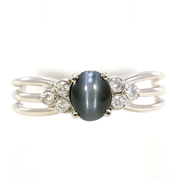 PT900 プラチナ リング 12号 アレキサンドライトキャッツアイ 1.06 ダイヤ 中古