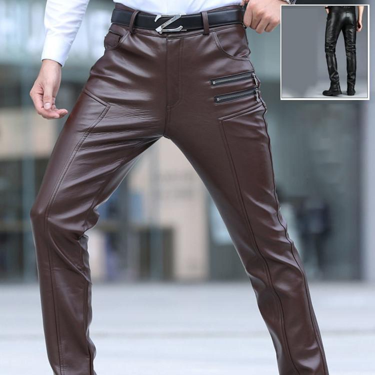 羊革 メンズ革パン　春秋冬　レザーパンツ　バイクパンツ　ロングパンツ　スリム　スキニー モーターパンツ ライダース