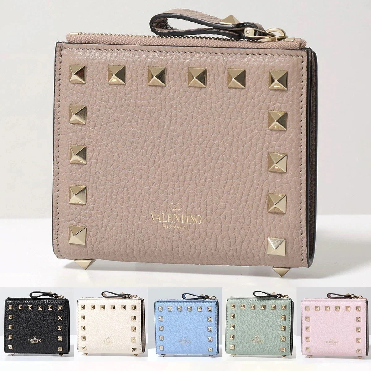 VALENTINO ヴァレンティノ 二つ折り財布 3W2P0W06VSH 4W2P0W06VSH レディース グレインカーフスキン レザー スモール ミニ財布