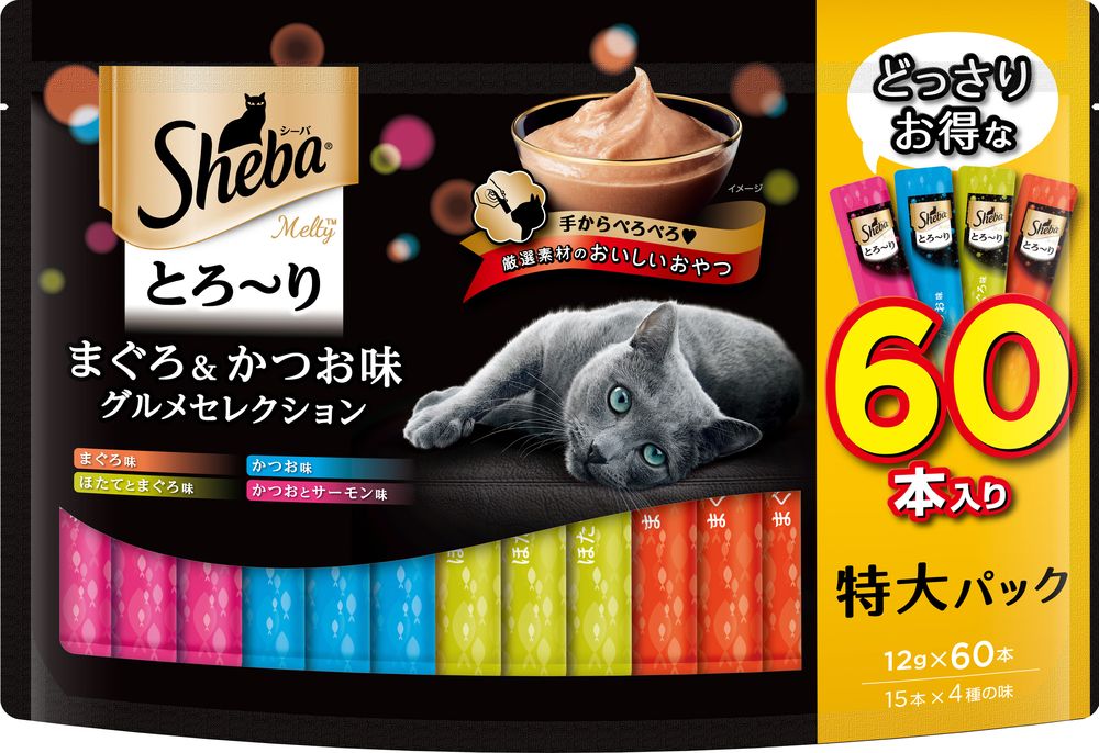 （まとめ買い）マース シーバ とろり メルティ まぐろ＆かつお味グルメセレクション 12gx60本 猫用おやつ [x3]