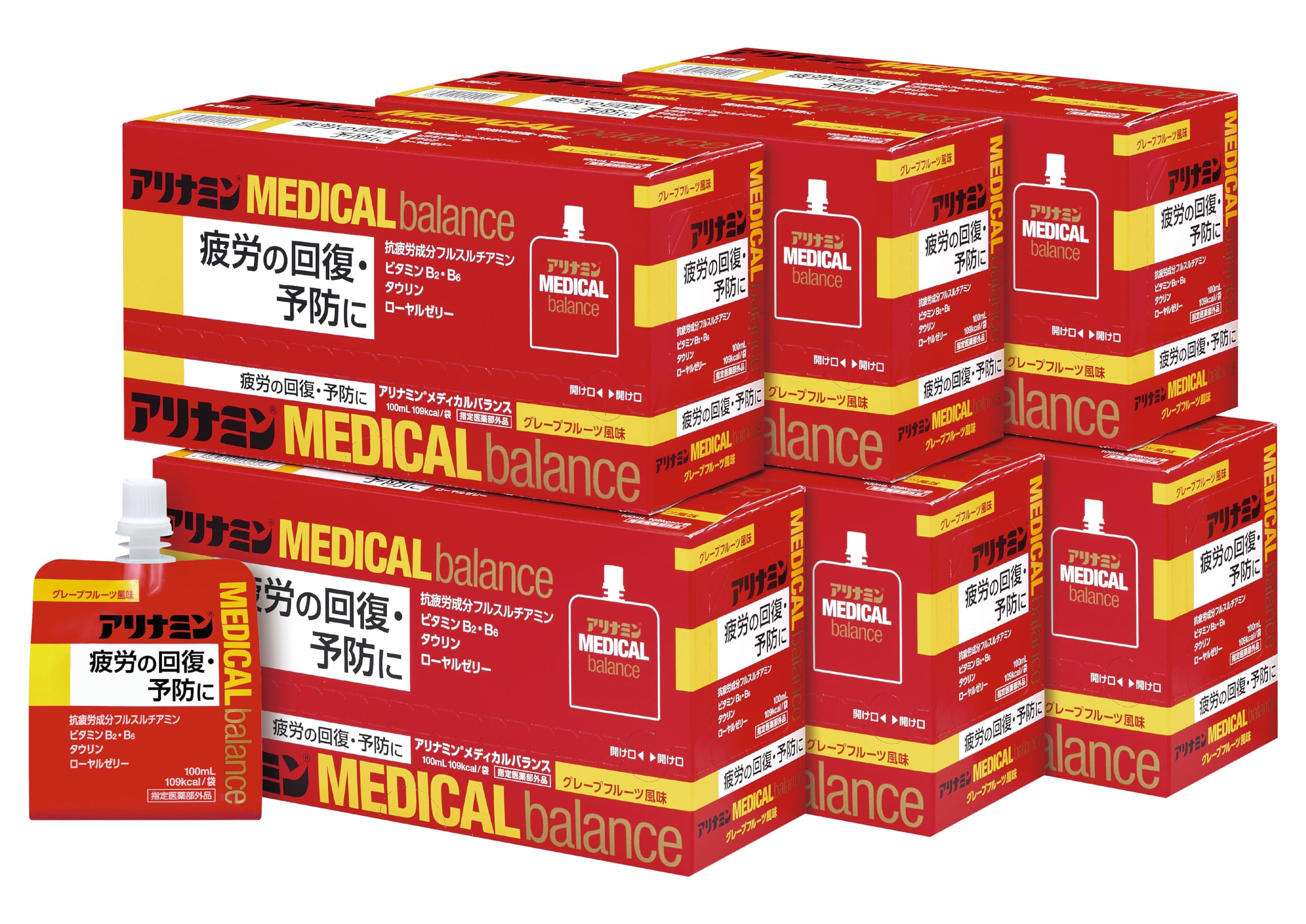 アリナミンメディカルバランス グレープフルーツ風味 100mL×6本ｘ6【指定医薬部外品】 疲労の回復・予防 栄養補給 トレーニング 登山 ロードレース 行動食 カロリー補給 防災 備蓄