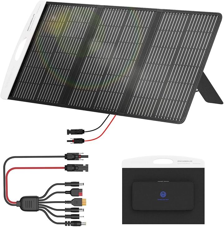 ソーラーパネル 100W 折りたたみ式 ソーラーチャージャー 太陽光パネル 最新型ETFE 単結晶 23%高転換率 急速充電 IP65防水防塵 直列＆並列 スタンド付き( 100W)