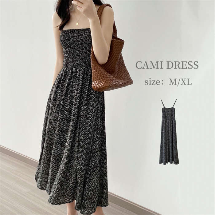 シフォンワンピ ワンピース キャミワンピ ワンピ レディース ロングワンピース マキシワンピ ス リゾートワンピース ロング マキシ レイヤード 花柄 シフォン 小花柄 フレア きれいめ Aライン 大