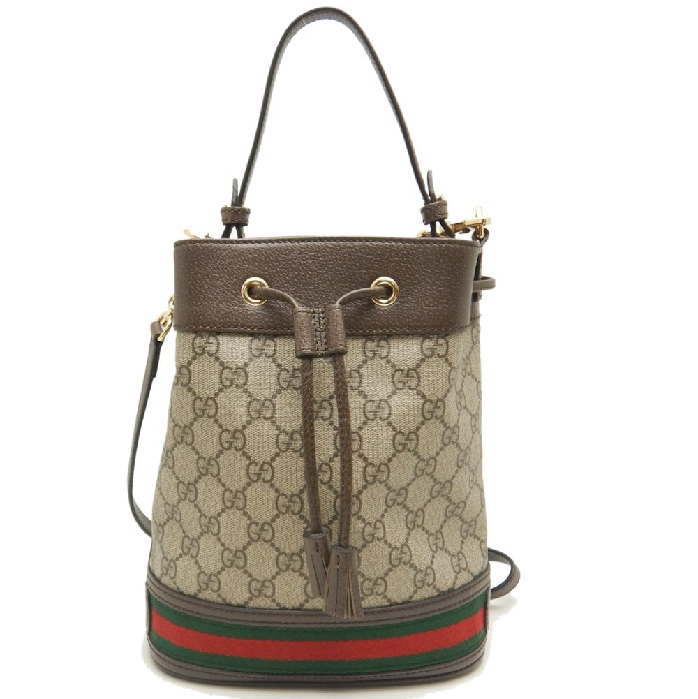 オフィディア スモールバケット 550621 ハンドバッグ 2WAY GGスプリームキャンバス ベージュ エボニー/252337【中古】