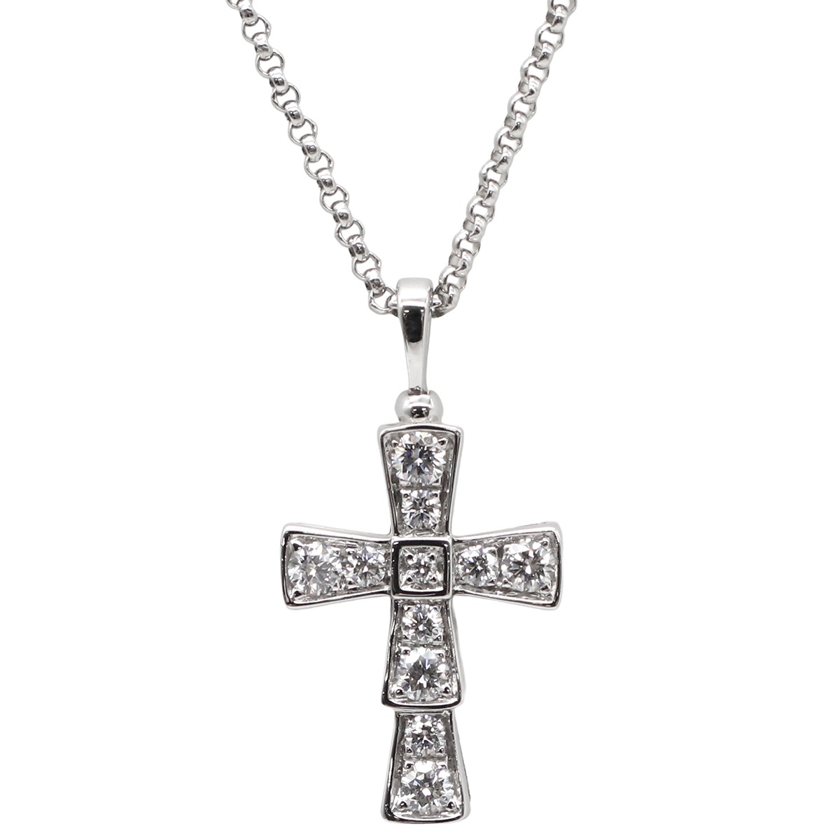 ブルガリ BVLGARI ネックレス セルペンティ スモールクロス ペンダント K18WG ダイヤモンド ホワイトゴールド 750 18K WG パヴェダイヤ 354038【中古】 174,585円