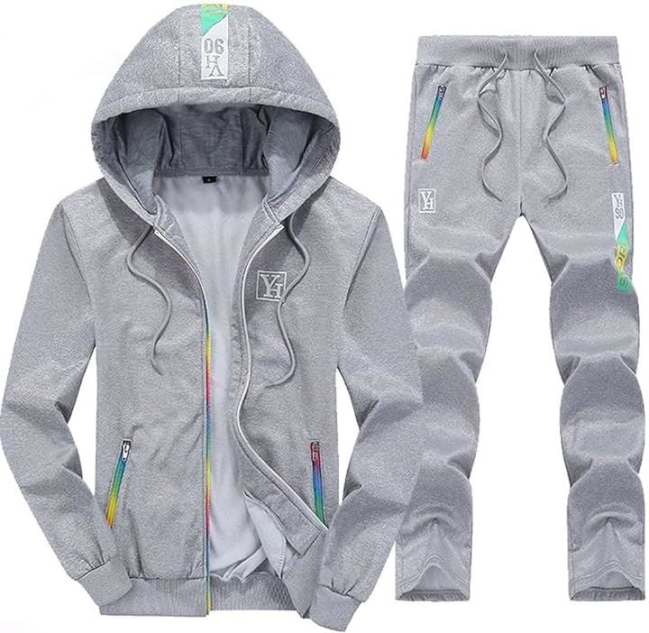 アスペルシオ 長袖 スエット パーカー 2点セット フード付き メンズ(グレー, 3XL)