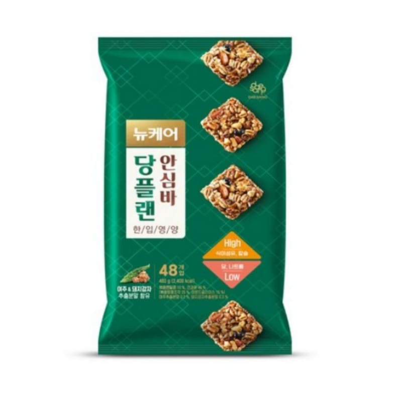ニューケア 糖プラン 安心バー 48個入, 低糖 低ナトリウム栄養おやつ, 高食物繊維 高カルシウム ダイエット食品