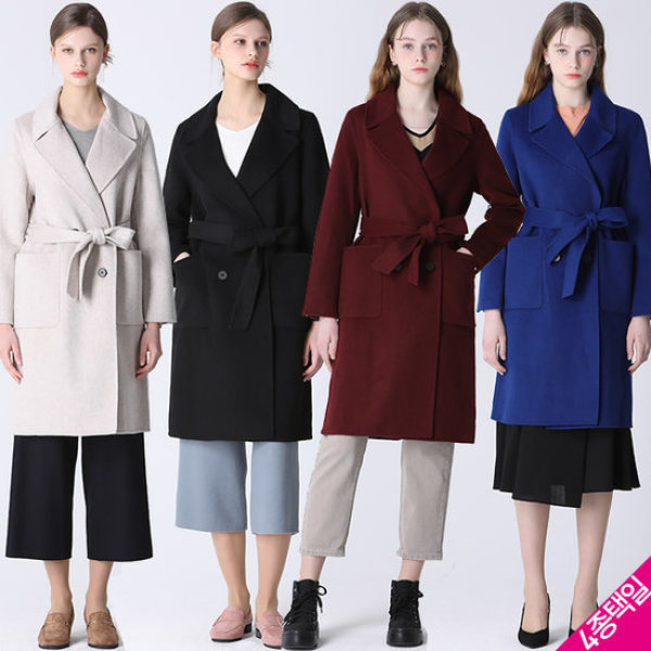 LEOTベルテッドダブルボタンコート