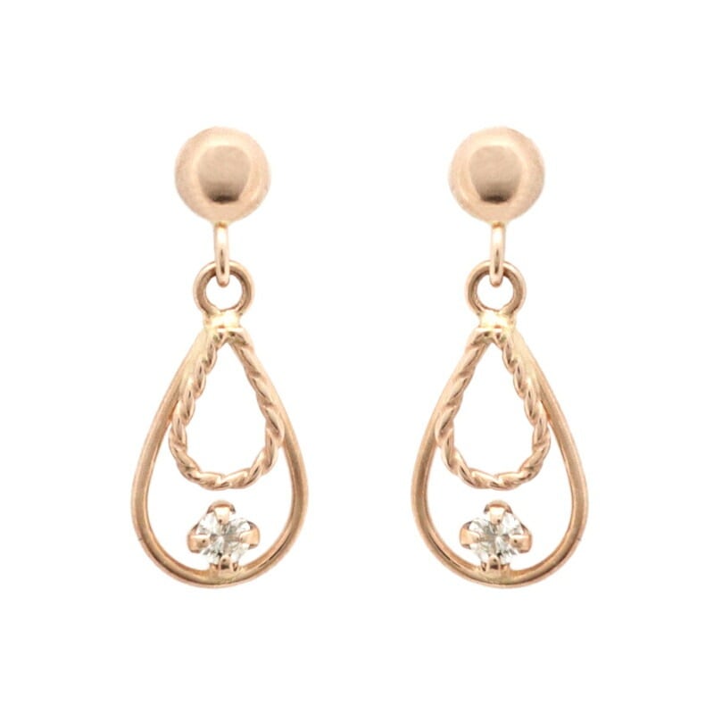 リボン済＆紙袋 ピアス 正規品 レディース 4月 誕生石 誕生日 しずくモチーフ ダイヤモンド ピンクゴールド 祝い