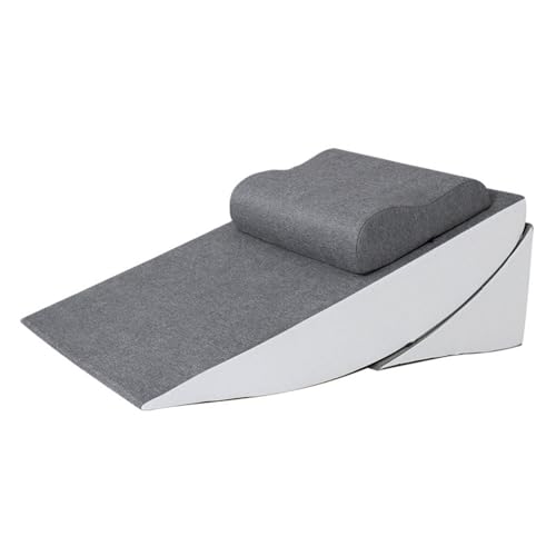 ウェッジ枕 三角クッション 傾斜枕 体位サポート 背もたれクッション 足枕 腰当て付き/なし 選べるタイプ カバー洗濯可 リラックス用 寝具クッション (グレー 腰パッドなし)