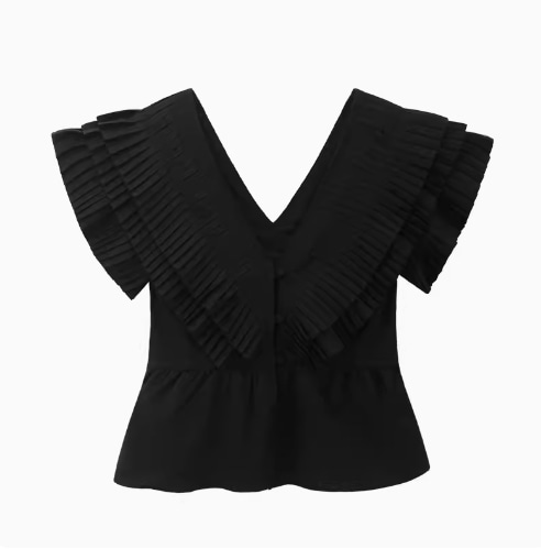 トップス デート モテアイテム シャツ ブラウス プリーツ 半袖 コットン Vネック ティアード 大人可愛い きれいめ 上品 おしゃれ かっこいい 大人可愛い ラブリー キュート ガーリー クール