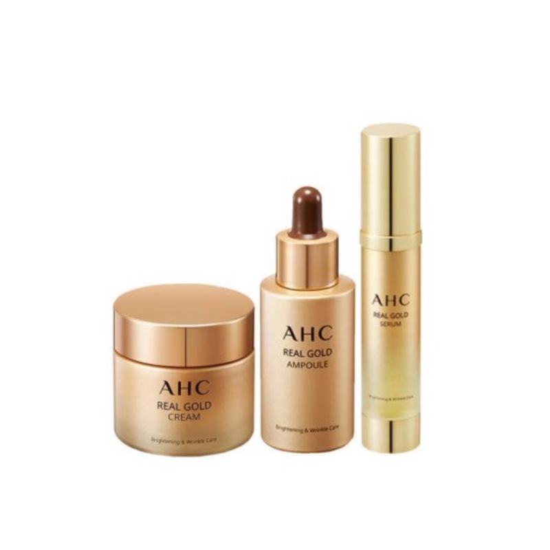 リアルゴールド 3点スキンケアセットセラム 25ml+アンプル 30ml+クリーム 50ml/韓国基礎化粧品セット/韓国コスメセット