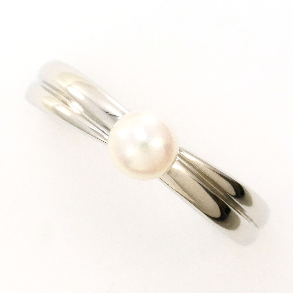 PT900 プラチナ リング・指輪 11号 パール（真珠） 総重量約4.5g 中古