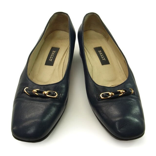 パンプス /靴/ゴールド金具付き /7C ネイビー ゴールド 中古