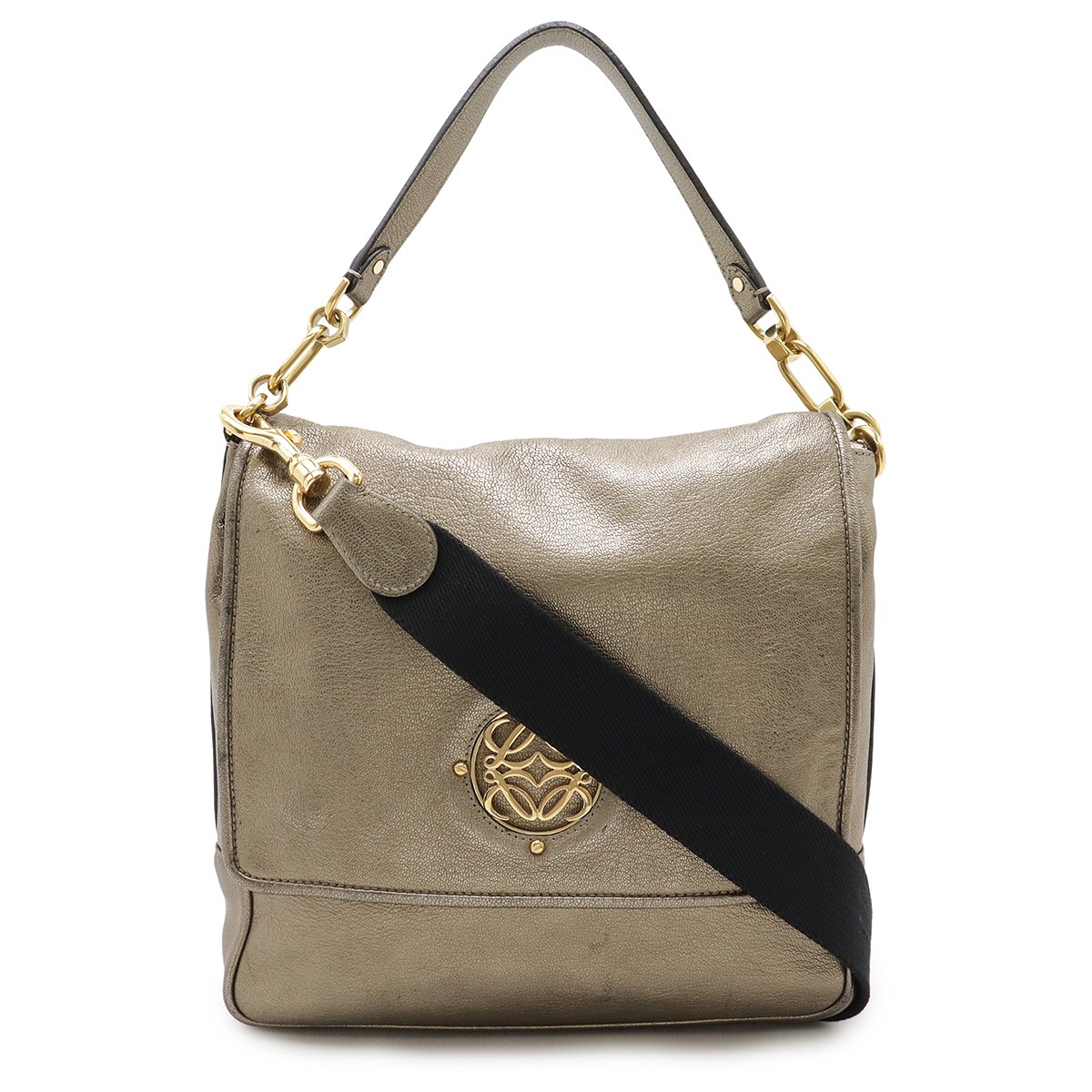 マイア アナグラム ショルダーバッグ 2WAY ハンドバッグ レザー メタリックゴールド ゴールド金