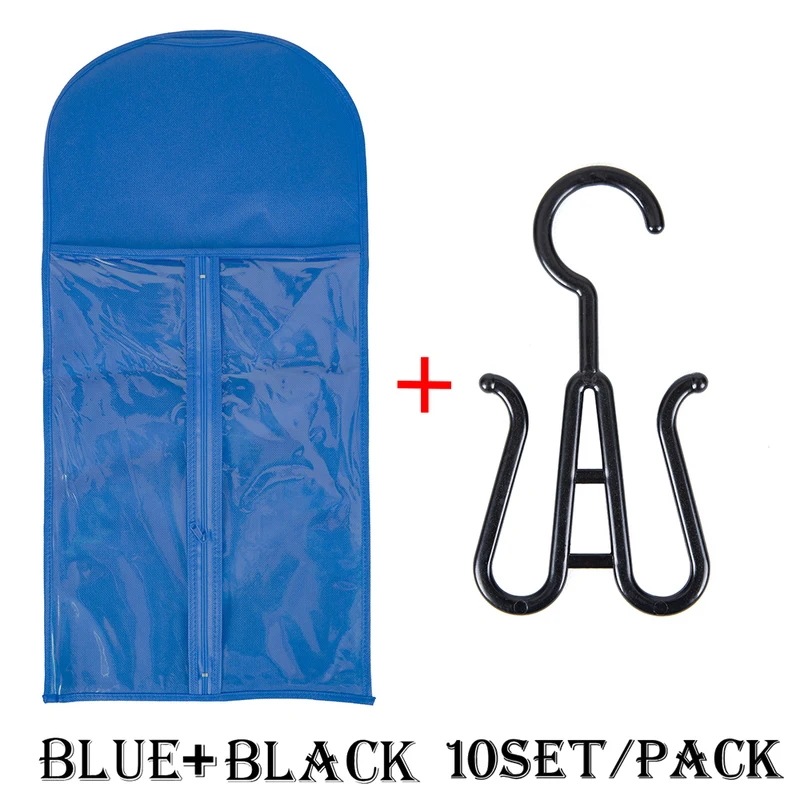 かつら用収納袋 エクステンション用収納袋 ハンガー付き 5/10セット 10 set blue