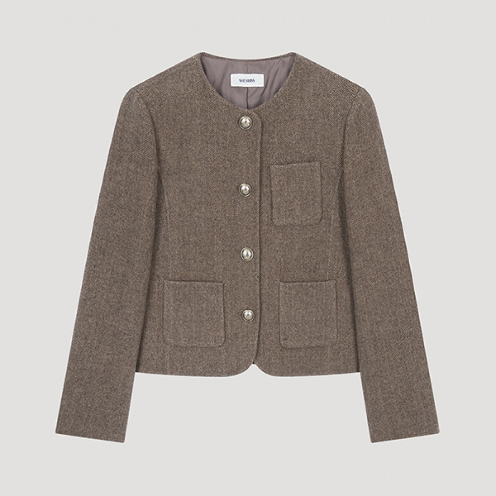 (シーズミス) ウールブレンドラウンドネックジャケット_swhjko42040_BR 11,538円