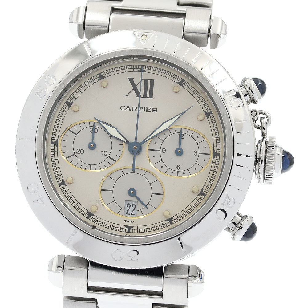 カルティエ CARTIER W31004H3 パシャ38mm クロノグラフ クォーツ メンズ _934006【中古】