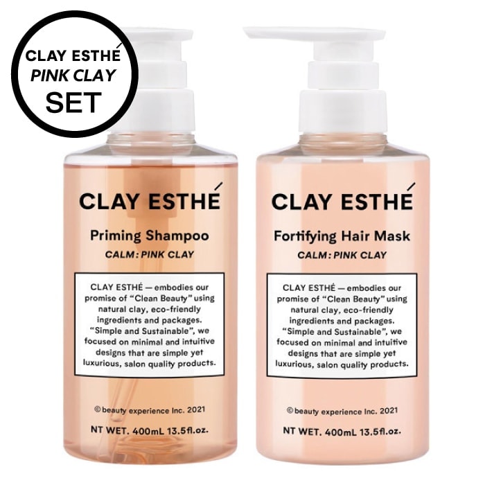 【 ボトルセット　PINK CLAY 】CLAY ESTHE クレイエステ プライミング シャンプー 　クレイエステ フォーティファイングヘアマスク ピンククレイ b-ex ビーエックス ビューティ