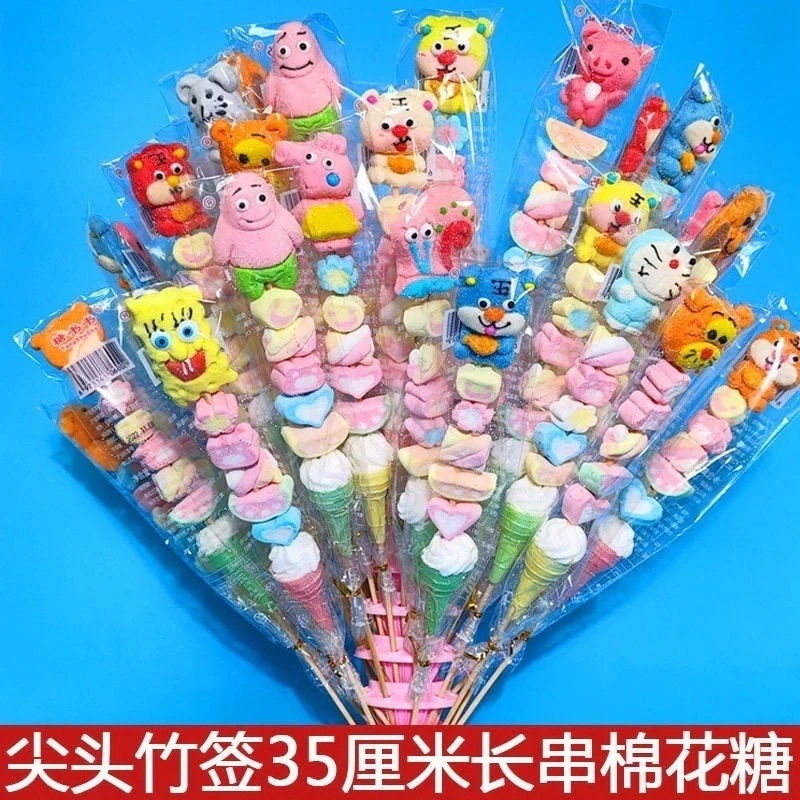50Pcs ファンシーな小物50本かわいい漫画マシュマロ串ロングポールスナックロリポップ こどもの日 ギフト 誕生日 ギフト