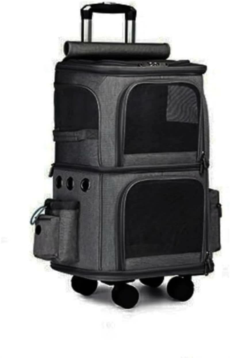 お安く提供ペットキャリーバック 2層 2匹 猫 多頭飼い ボストンキャリー ペットカート 4輪 多頭 猫 2匹 用 キャリーカート折りたたみ 猫犬中型2匹用ペットカート折りたたみ 通気口ポータブルケー