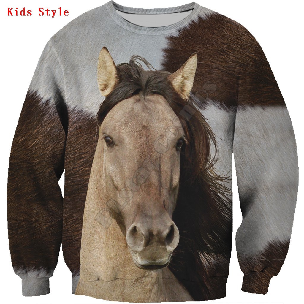 最安値で  馬のスウェットシャツ 男の子と女の子のための3Dプリントフード付きセーター 長袖シャツ 面白い動物の アウター