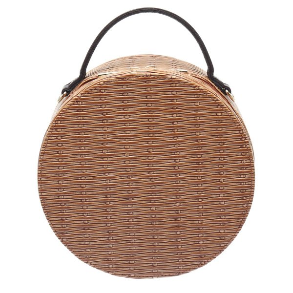 ラタン調ラウンドバッグ ブラウン ハンドバッグ ショルダーバッグ レディース bag onlyou