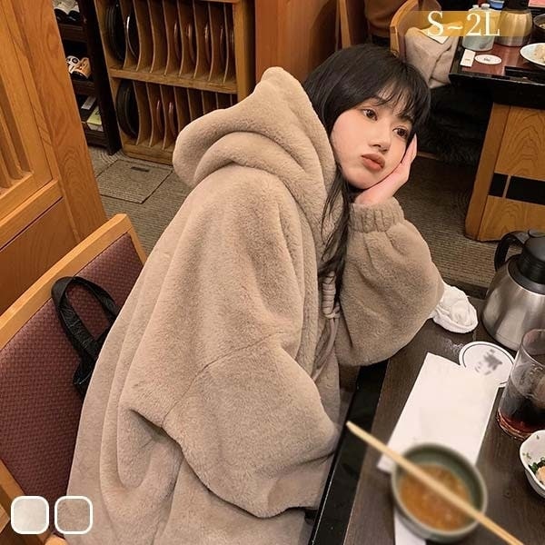 もこもこコート レディース 萌え萌え系 中綿 フード付き ボアコート かわいい あったかコート ファーコート もこもこ ボア コート フェイクファー ふわふわ ジャケット 長袖 秋 冬 春 スプリング