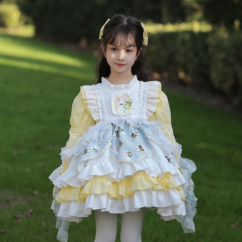 春秋新作 女児ロリータワンピース かわいいふわふわプリンセスドレス 発表会 七五三 卒園式 入学式