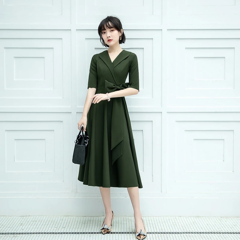 フォーマルドレスネイビー春新作 スーツカラーワンピース 中袖 シルエットスリム 大人女性 30代 40代 上品 結婚式 披露宴 パーティー 式典 卒業式 通勤 オフィスカジュアル