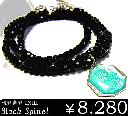 BOX付きINRIマリアシルバー925ブラックスピネルネックレス/ギフトst
