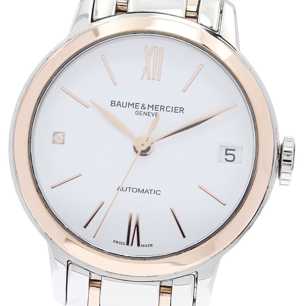 ボーム＆メルシェ Baume & Mercier M0A10457 クラシマ デイト 1Pダイヤ 自動巻き レディース 良品 保証書付き_948020【中古】