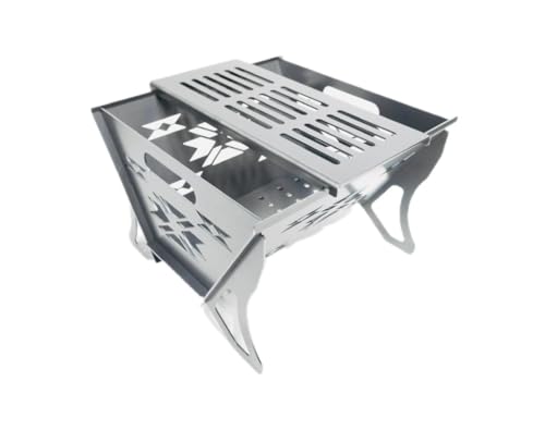 バルバコア 焚き火台 オルテガ柄 スリット 黒皮鉄 無骨 組立式 スリム コンパクト