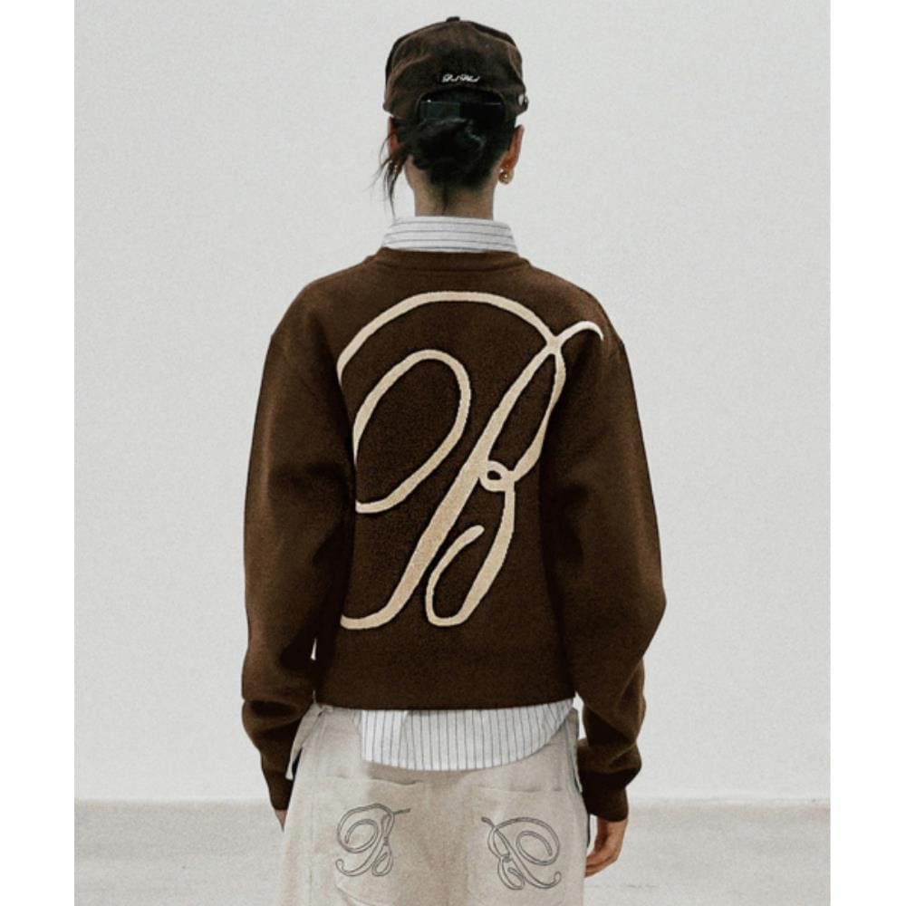 BADBLOOD Classic Big Logo Crewneck Sweater Brown w-knt24