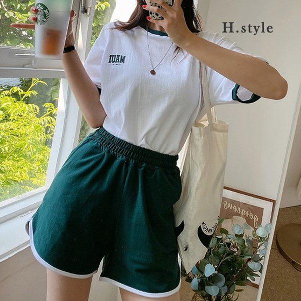 HスタイルCMラッパ配色セット/夏/トレーニングセット/マートルック/ジャージセット/ショートパンツセットアップ/ホームウェア