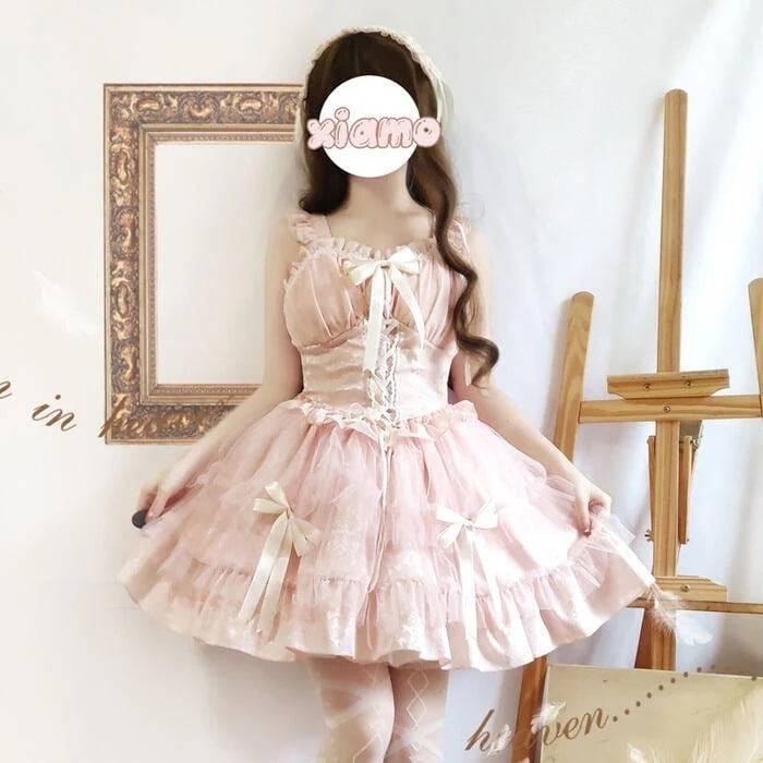 【急速出荷】ロリータ ワンピース ジャンパースカート 甘ロリ ギャル クール ゴスロリ コスプレ かわいい 姫系 原宿 ミニスカ ブラック ピンク ロリィタ Lolita JSK 姫ロリ ハロウィン