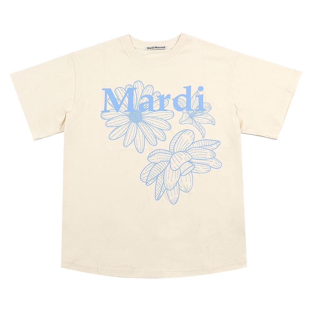 Tシャツ TSHIRT TRIPLE FLOWER BUTTER ASHBLUE 半袖 レディース 韓国 ファッション アパレル
